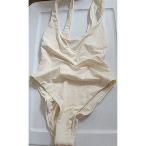 NWOT What We Wore XS Ivory 1PC Swimsuit 110874